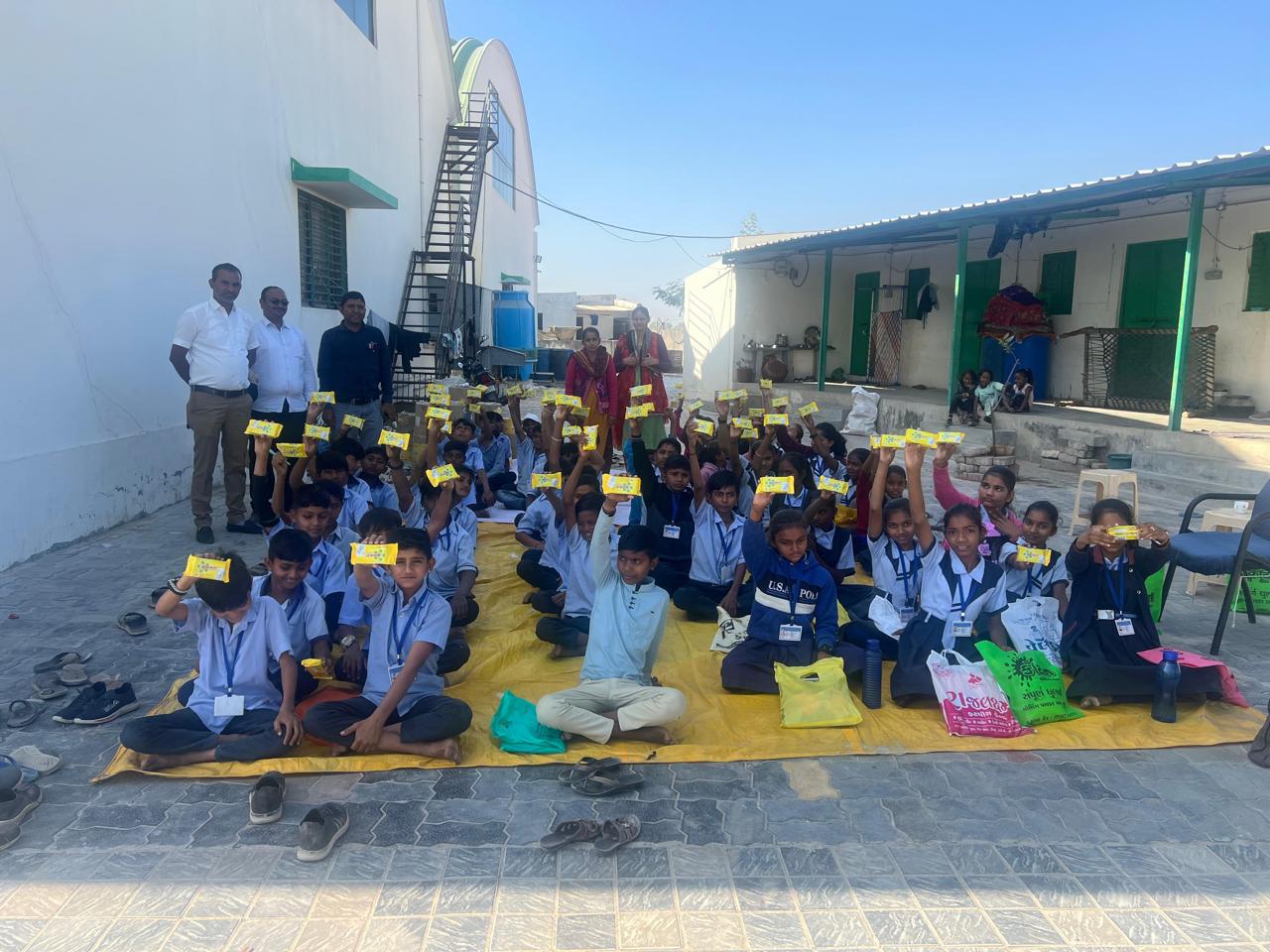 Hankar factory school visit — students touring the Palanpur plant