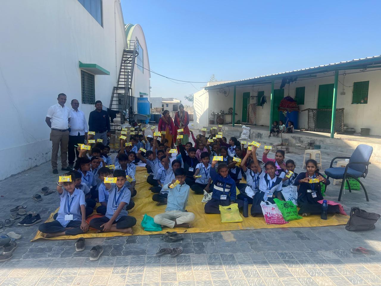 Hankar factory school visit — students touring the Palanpur plant